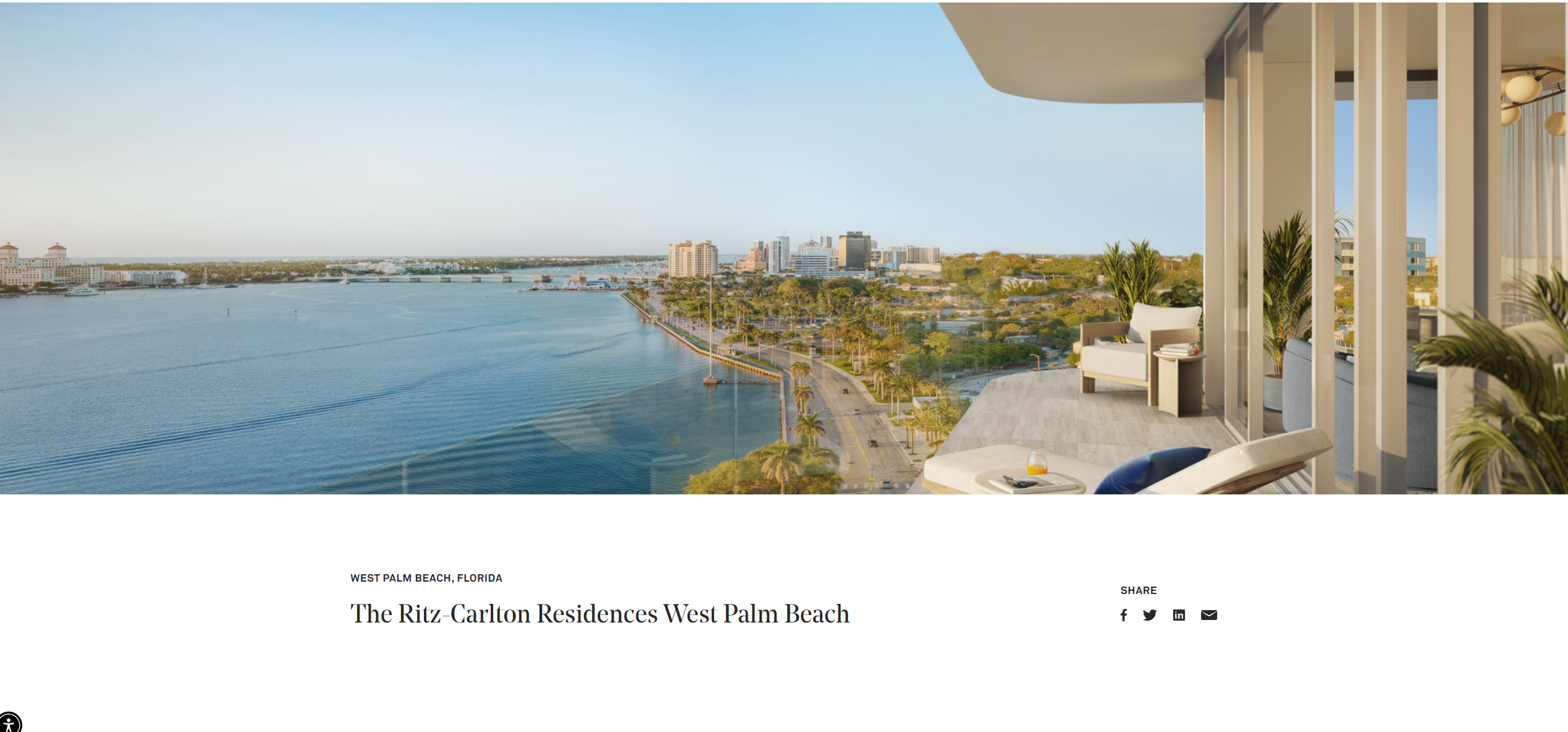 Static page for The Ritz-Carlton Residences West Palm Beach